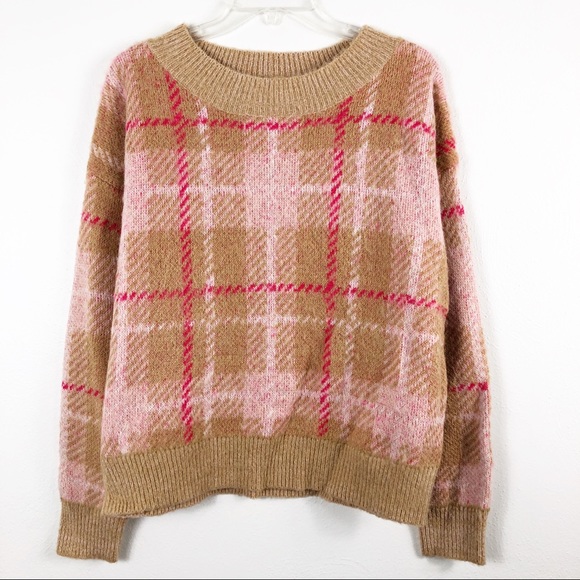 bp Sweaters - BP. Plaid Crewneck Long Sleeve Cozy Sweater